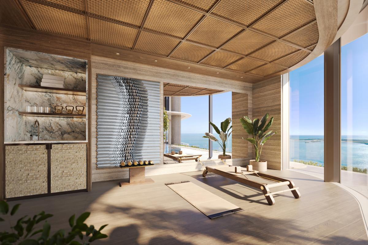 In the home gym, dumbbells are accented with Swarovski crystals. Artist Conceptual Rendering Courtesy of Swire Properties